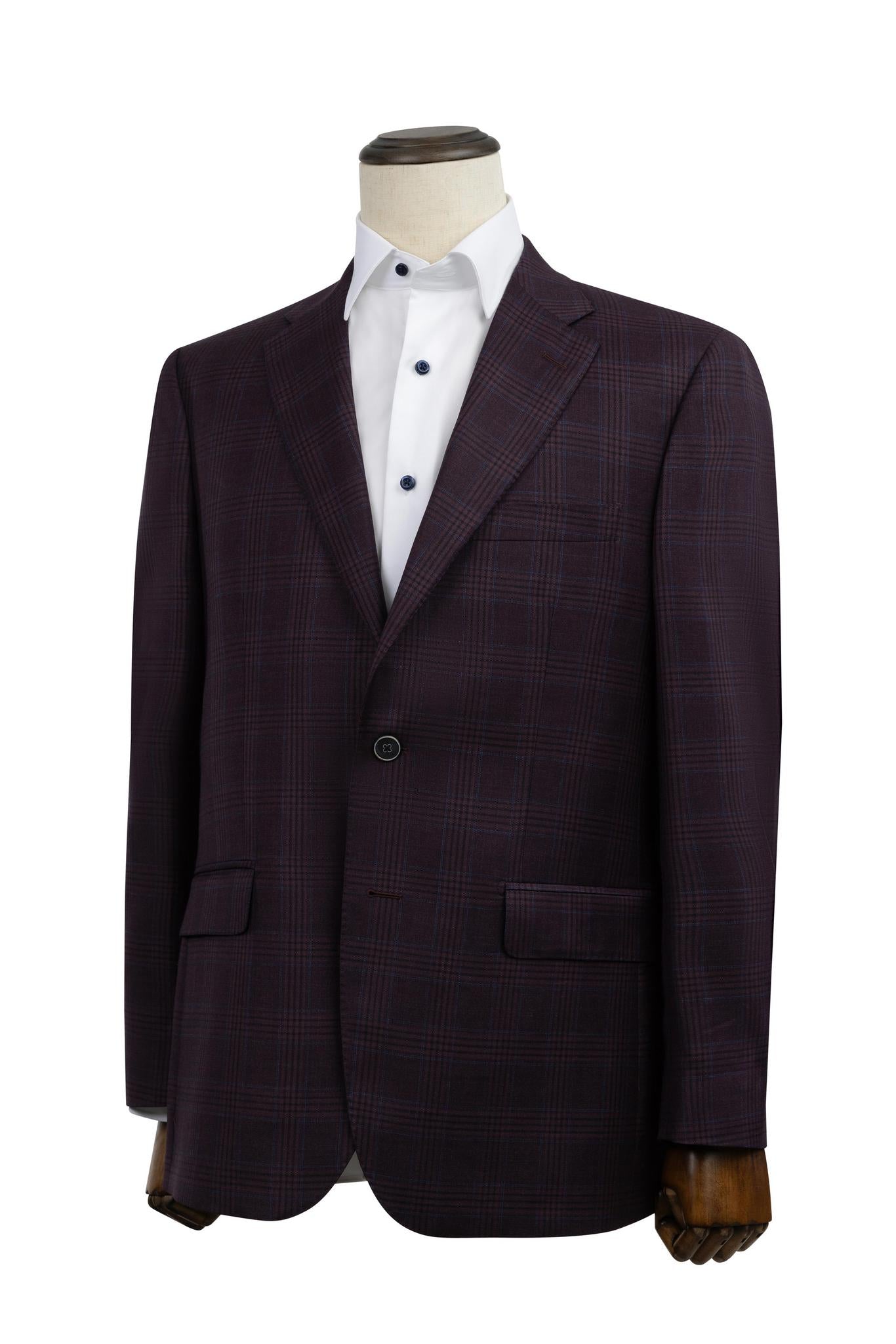 Cranberry Windowpane Sport Coat Modern Fit Super 130's