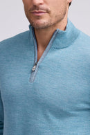 Extra Fine Merino Sweater Q Zip Seaglass