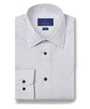 White & Blue Micro Print Dress Shirt