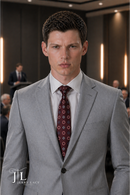 JL Suit Light Grey Notch Slim Fit Super 140's
