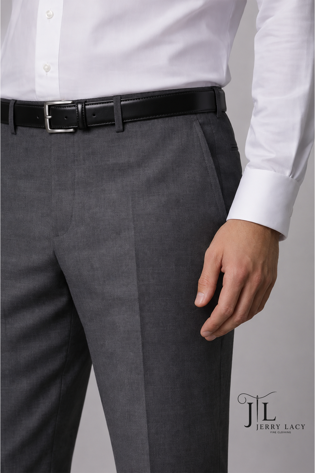 Medium Gray Italian Dress Pants Trimmer Fit Super 150's