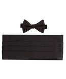 Black Faille Pre-tied Bow Tie & Cummerbund Set