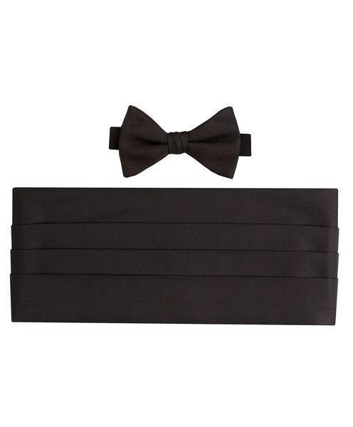 Black Faille Pre-tied Bow Tie & Cummerbund Set