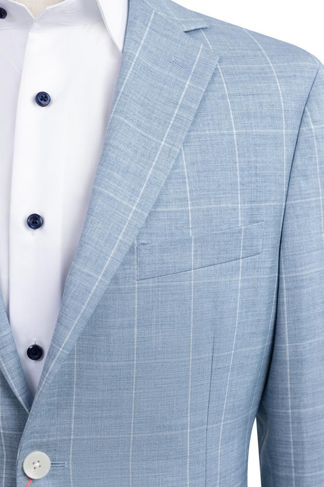 Light Blue Windowpane Casual Jacket