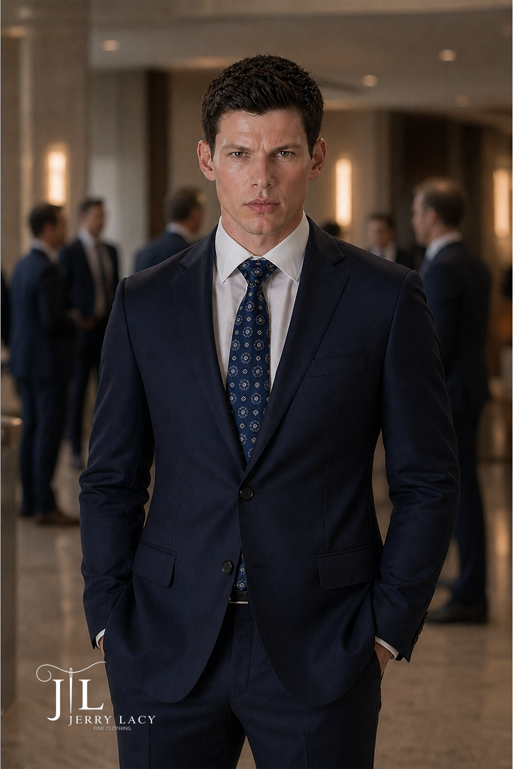JL Suit New Navy Notch Classic Fit Super 140's