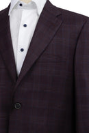 Cranberry Windowpane Sport Coat Modern Fit Super 130's
