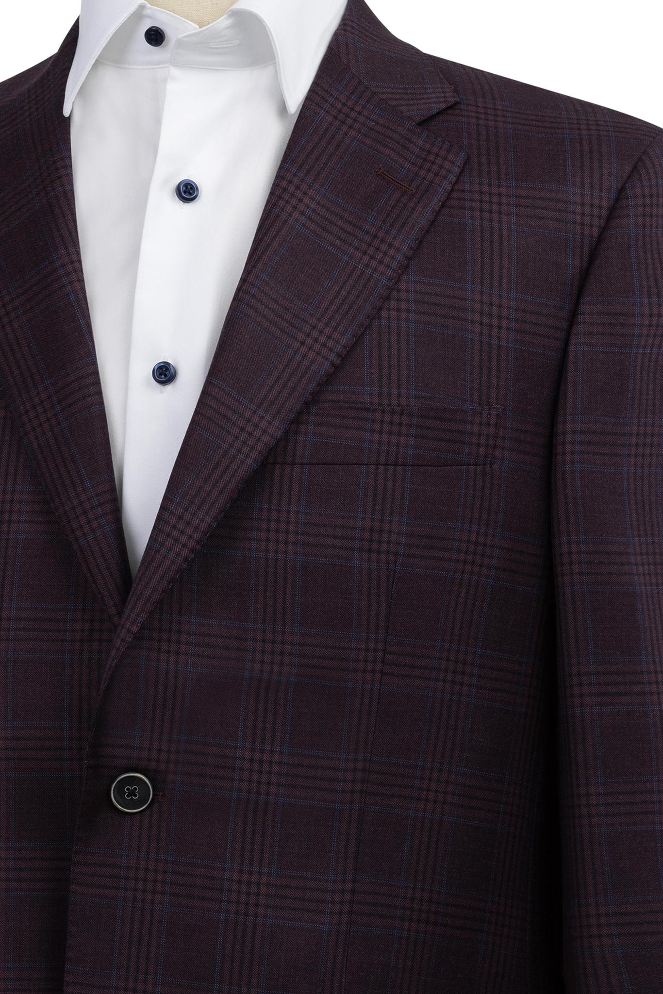 Cranberry Windowpane Sport Coat Modern Fit Super 130's