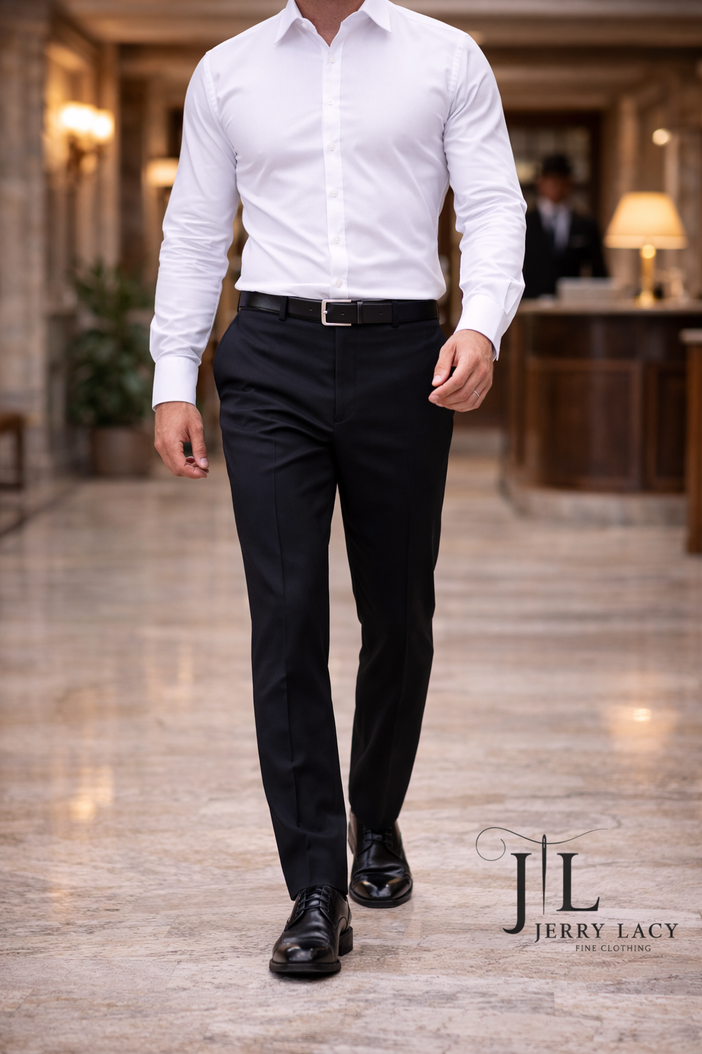 Black Italian Dress Pant Trimmer Fit Super 150's