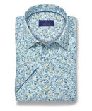 Sage & Multi Floral Linen Blend Short Sleeve Shirt