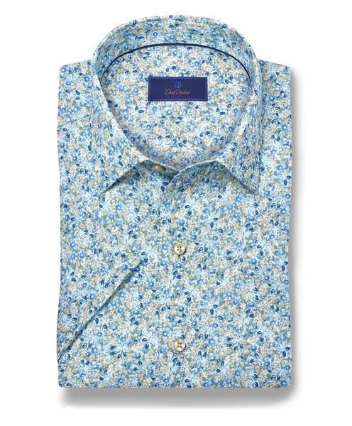 Sage & Multi Floral Linen Blend Short Sleeve Shirt