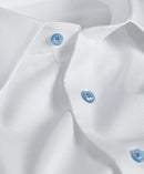 White Super Fine Twill Dress Shirt Sky Button