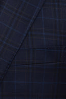 Midnight Navy Windowpane Sport Coat Modern Fit Super 130's