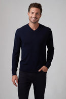 Extrafine Merino V Neck Navy