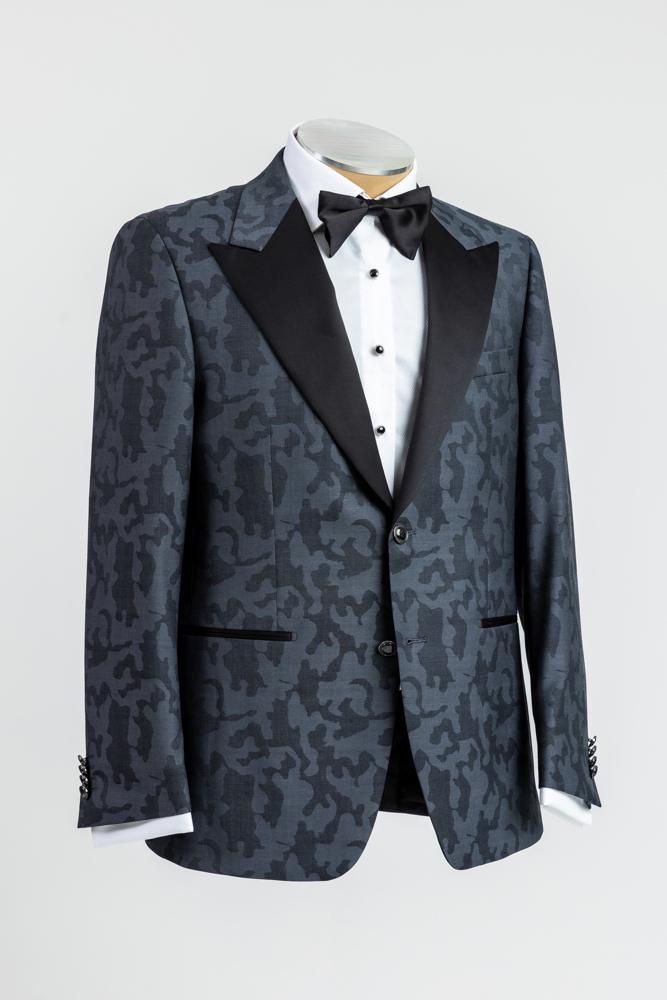 Camo Grey/ Black Tuxedo Modern Fit Peak