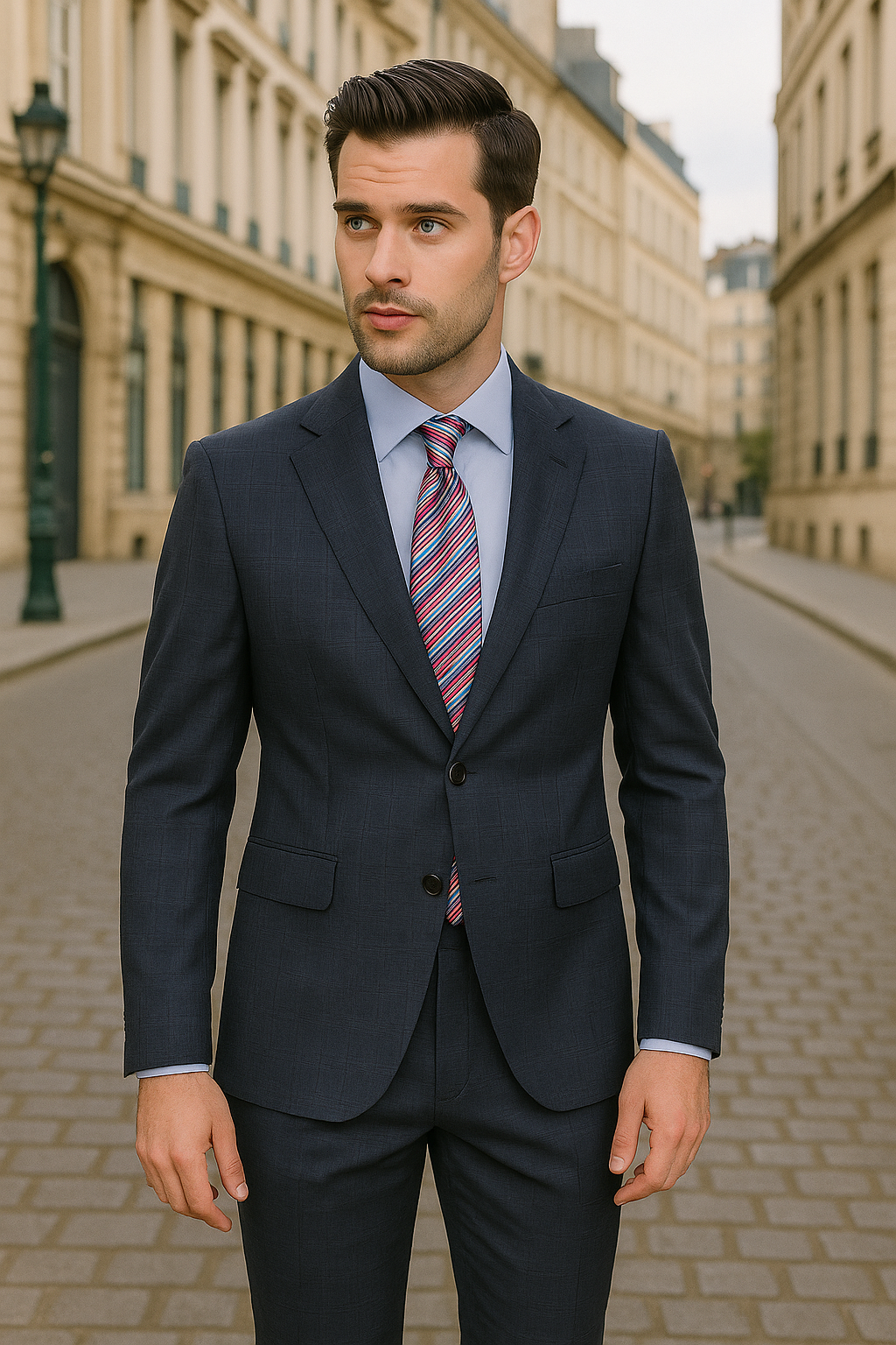 AF Blue Windowpane Modern Fit Suit Notch Lapel I