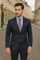 AF Blue Windowpane Modern Fit Suit Notch Lapel I