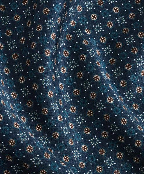 Navy Micro Geometric Print Sport Shirt