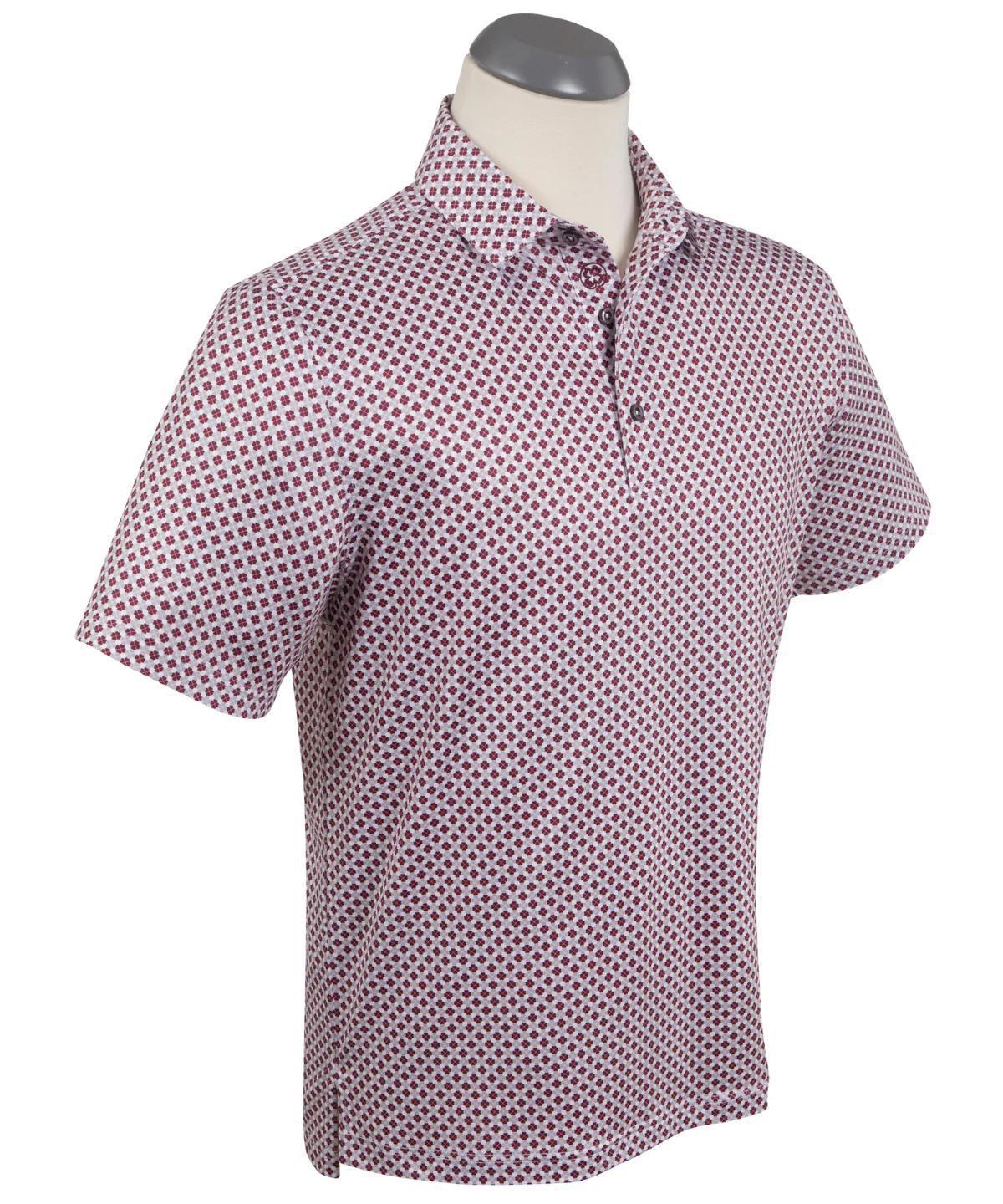 Performance Clover Gingham Print Polo Burg