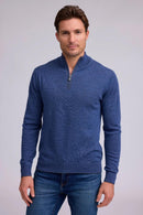 Extra Fine Merino Sweater Q Zip Indigo