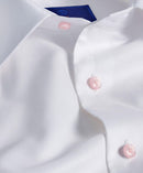 White Super Fine Twill Dress Shirt Pink Button