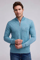 Extra Fine Merino Sweater Q Zip Seaglass
