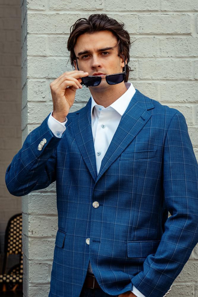 Medium Blue Windowpane Sport Jacket Milano 333685/902