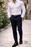 New Navy Italian Dress Pant Trimmer Fit Super 150's