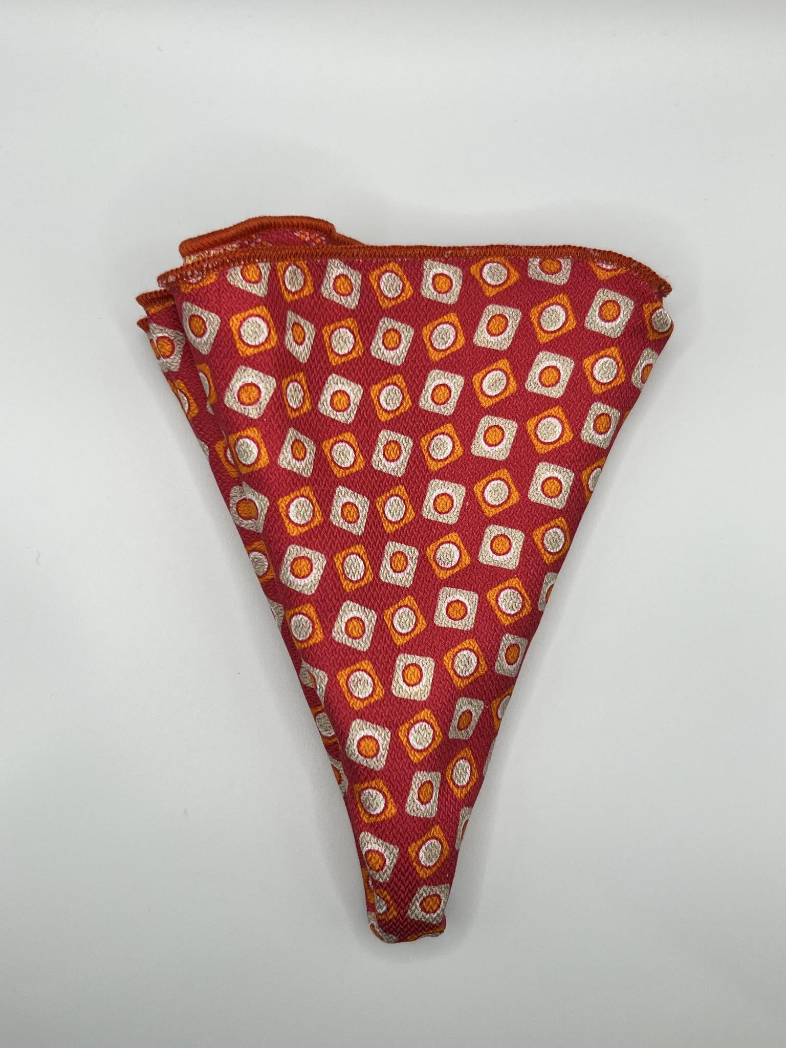 Silk Reversible Burnt Orange Paisley Pocket Round