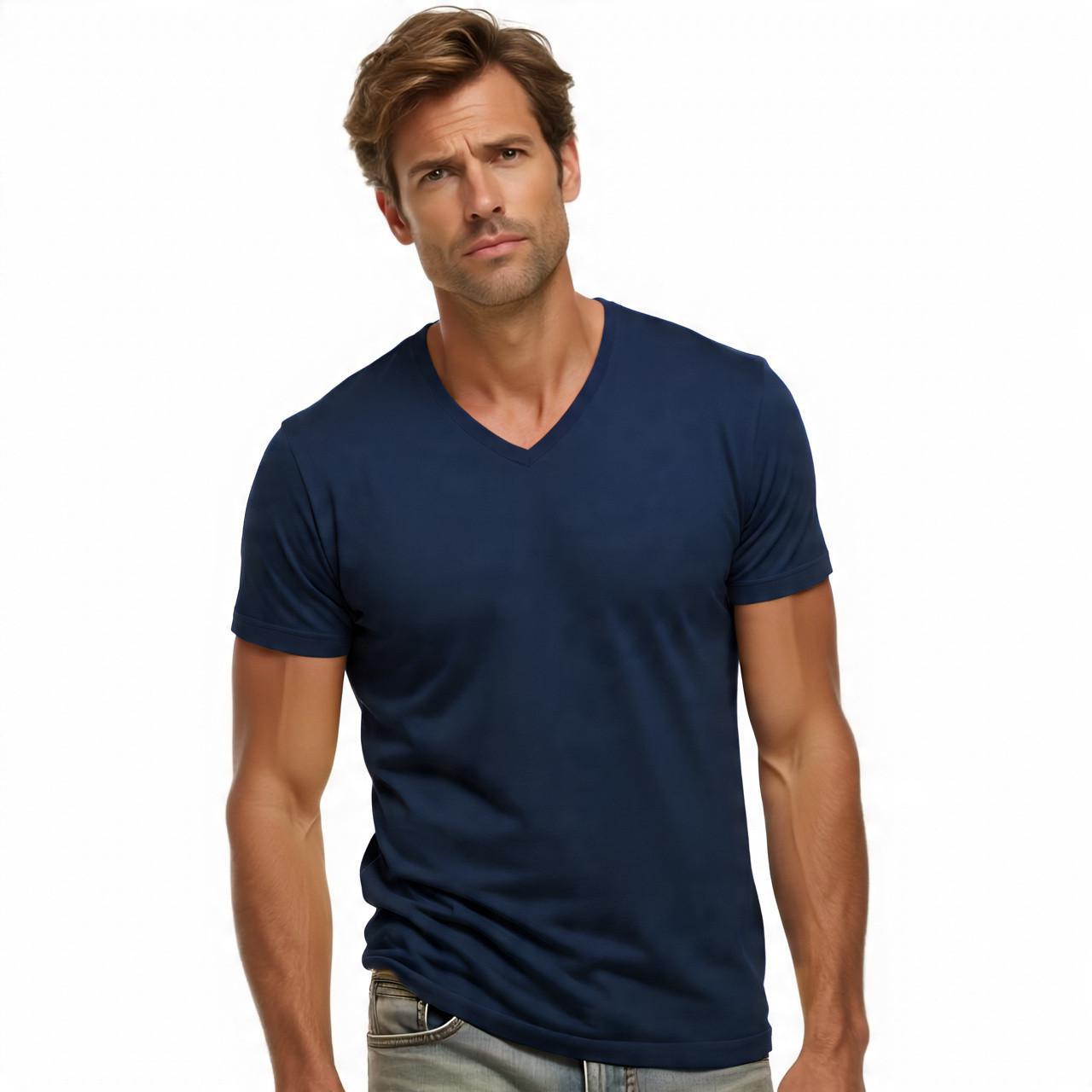 True Navy Pima V-Neck SS