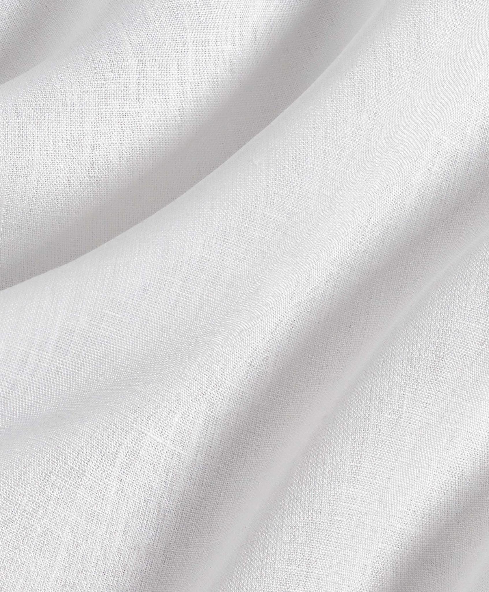 White Linen Trim Fit Dress Shirt