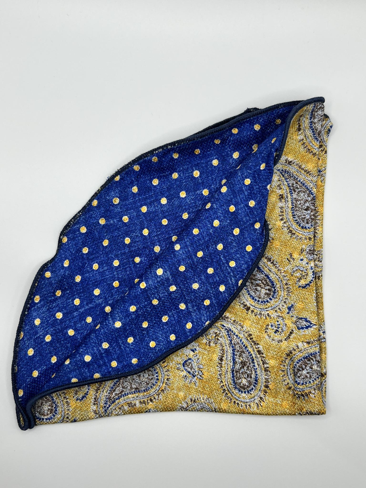Navy/Yellow Paisley Print Reversible Pocket Circle