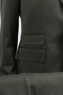 Olive Herringbone Modern Fit Suit Notch Lapel