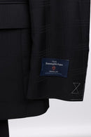 Italian Black Plaid Suit Cloth by Zegna
