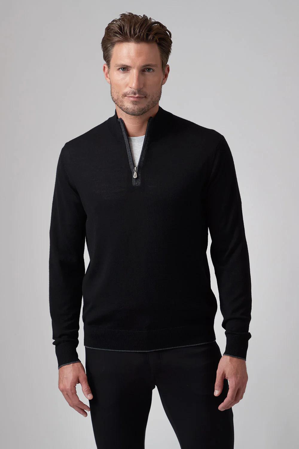 Extra Merino Sweater Q Zip Black