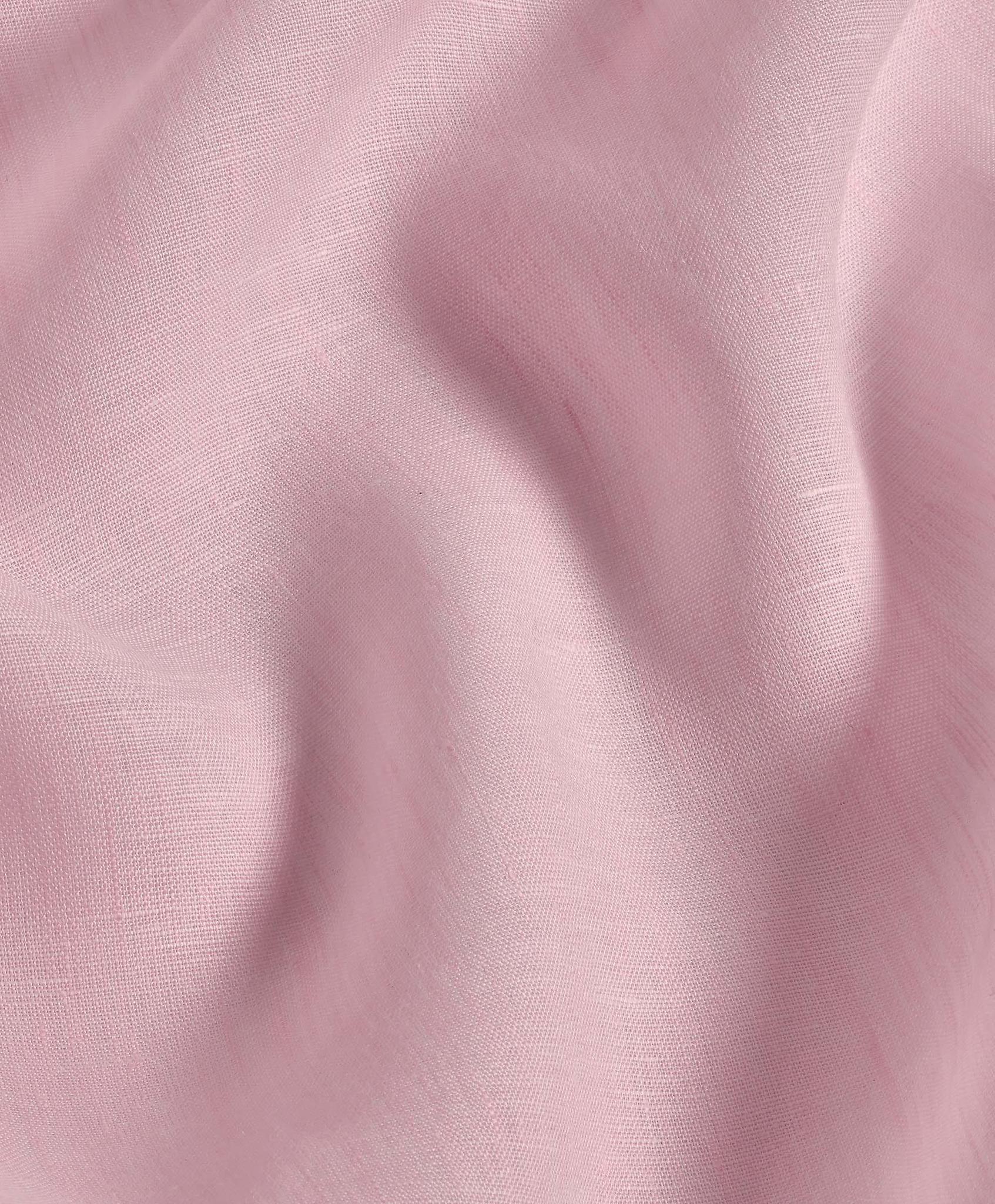 Pink Linen Trim Fit Dress Shirt