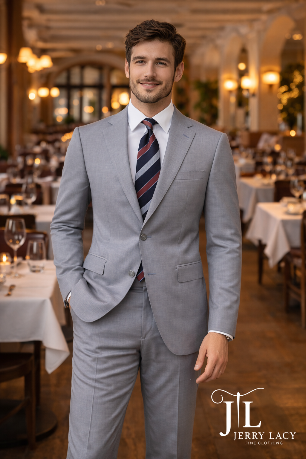 Light Gray Modern Fit Suit Wool & Cashmere