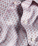 White & Coral Neat Print Sport Shirt