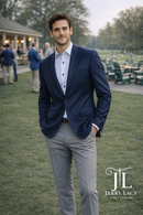 Midnight Navy Windowpane Sport Coat Modern Fit Super 130's