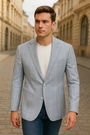 Light Blue Windowpane Casual Jacket