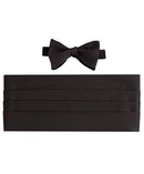 Black Satin Self-tie Bow Tie & Cummerbund Set