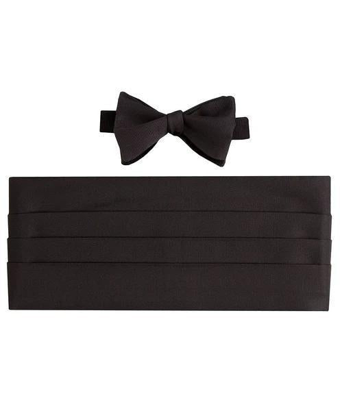 Black Satin Self-tie Bow Tie & Cummerbund Set