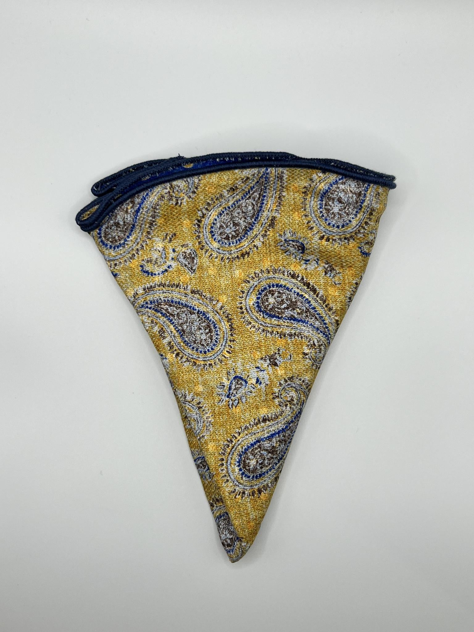 Navy/Yellow Paisley Print Reversible Pocket Circle