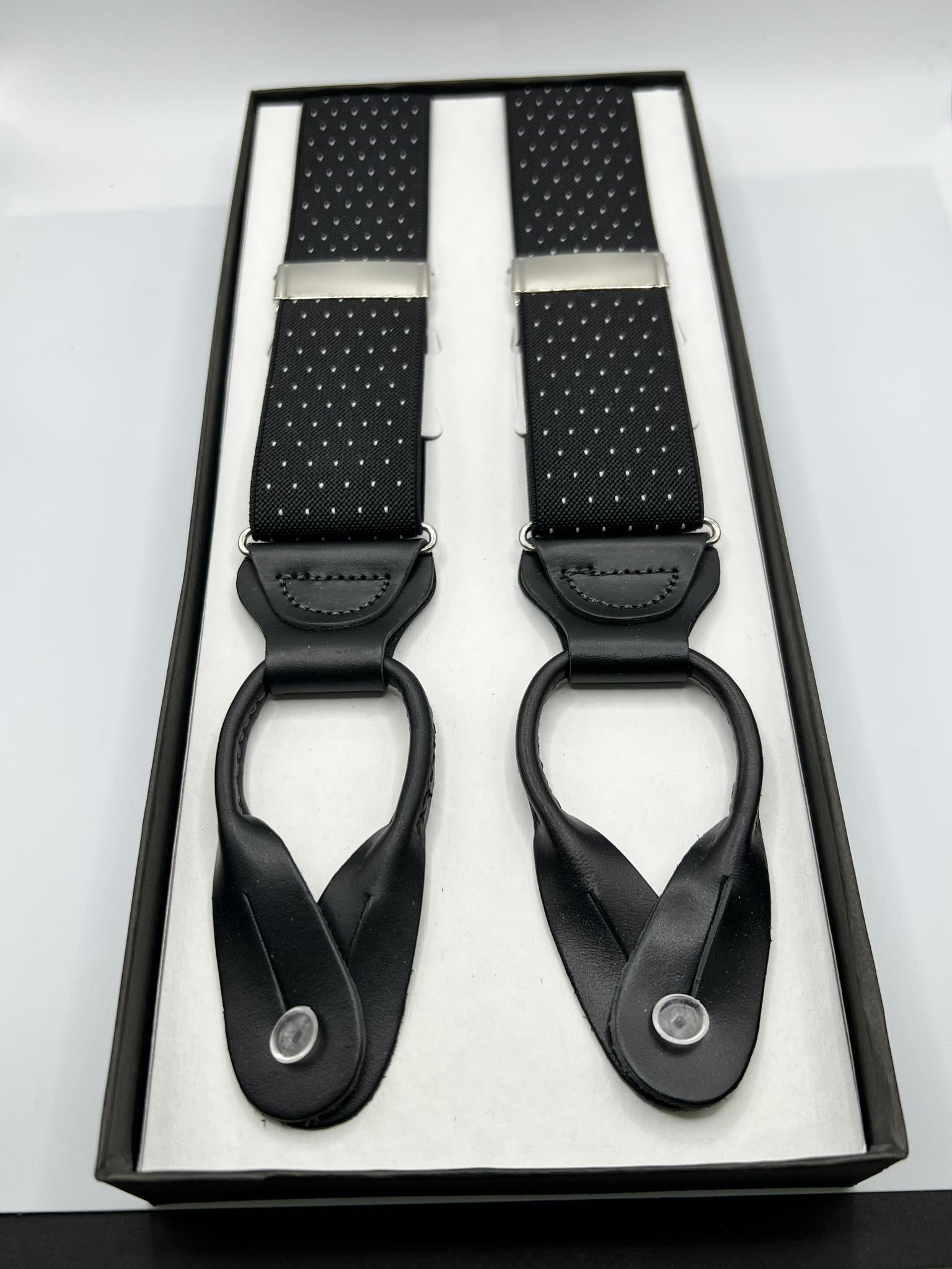 Black/White Pin Dots Suspenders Edward Armah