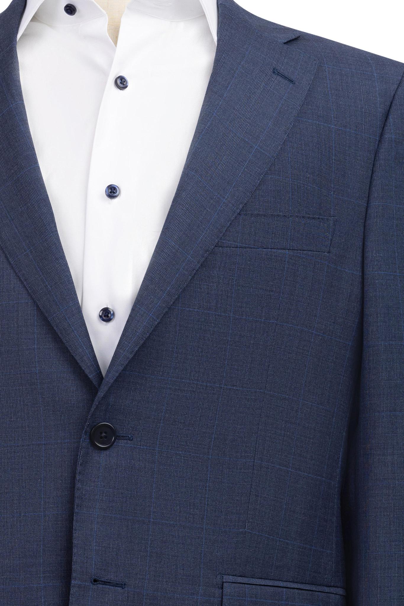 New Blue Plaid Suit Modern Fit Super 130's