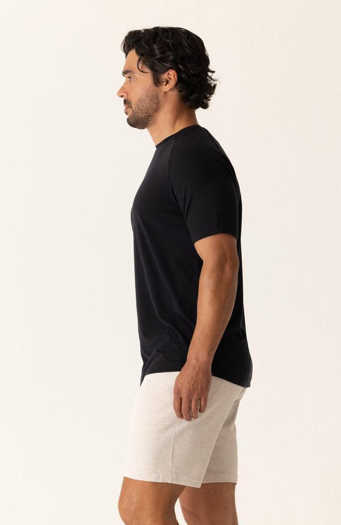 Deke Black Crew T-Shirt in Soft Techno Jersey