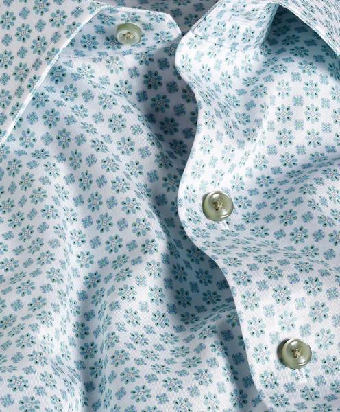 White & Pistachio Neat Print Sport Shirt