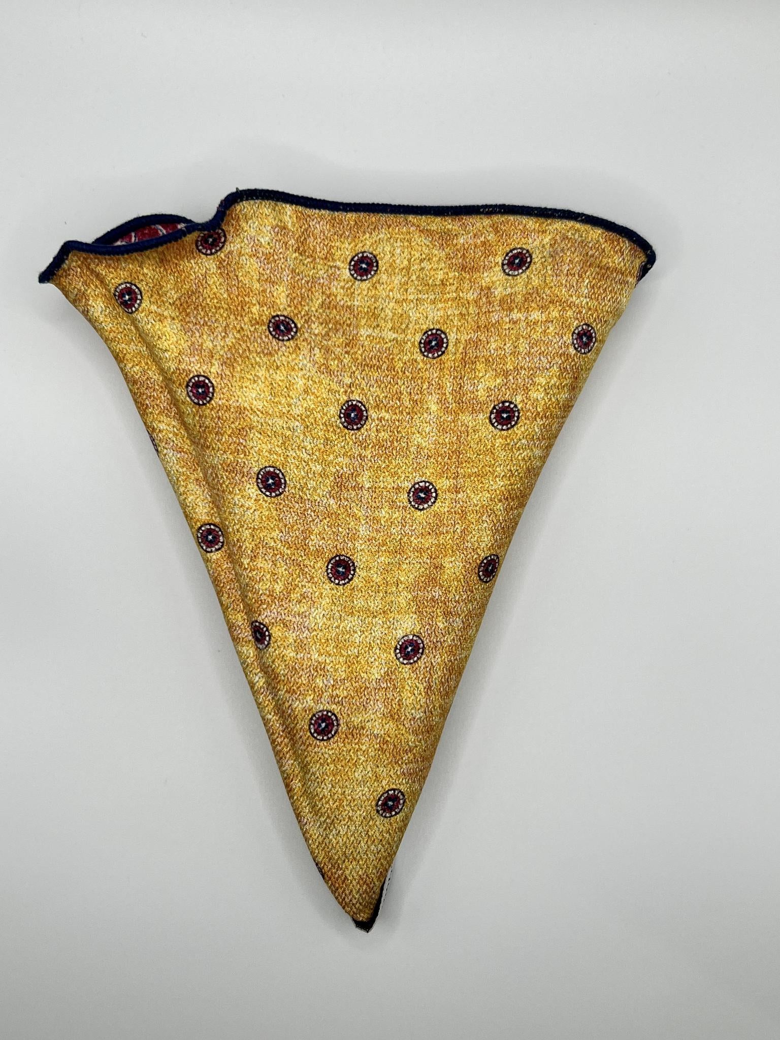 Yellow/ Red Floral Print Silk Reversible Pocket Circle
