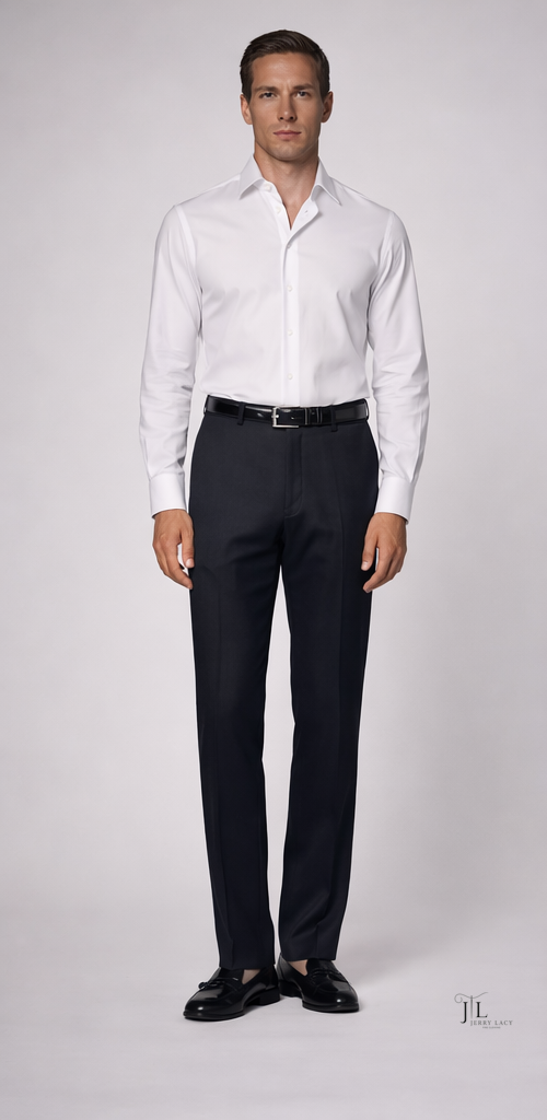 Black Italian Dress Pant Modern Fit Super 150's