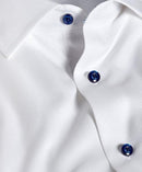 White Contrast Herringbone Solid Dress Shirt