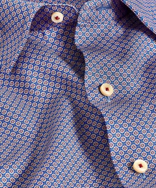 Blue Geometric Print Sport Shirt